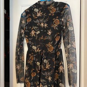 Black sheer dress with floral print